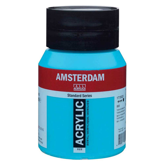 Talens Amsterdam Acrylic 500ml Turquoise Blue 522 ön cephe etiketi