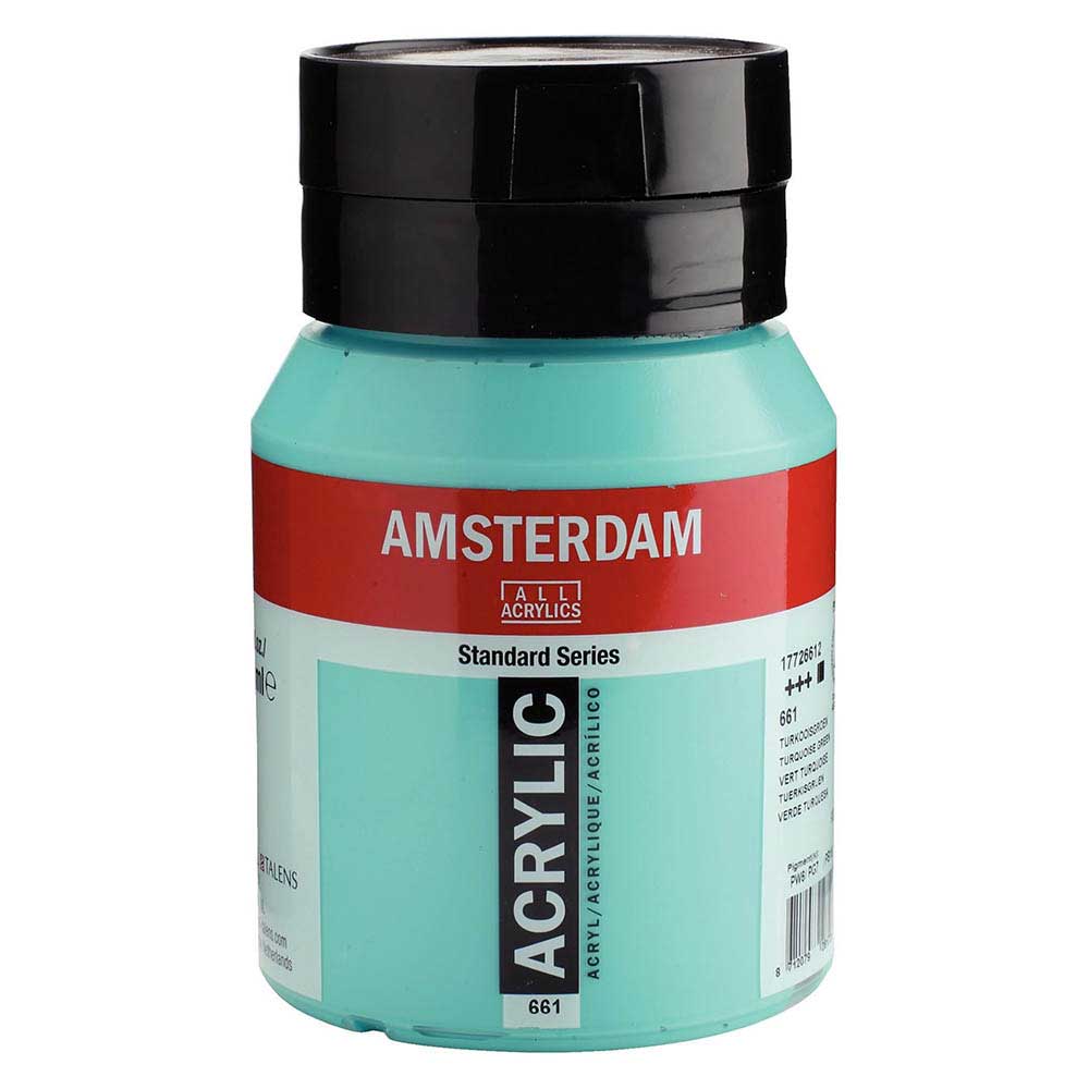 Talens Amsterdam Acrylic 500ml Turquoise Green 661 ön cephe etiketi