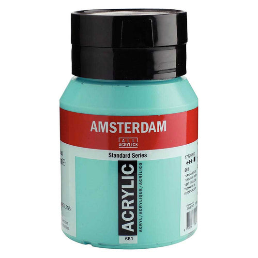 Talens Amsterdam Acrylic 500ml Turquoise Green 661 ön cephe etiketi