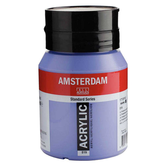 Talens Amsterdam Acrylic 500ml Ultramarine Violet Light 519 ön cephe etiketi