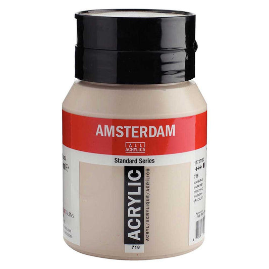 Talens Amsterdam Acrylic 500ml Warm Grey 718 ön cephe etiketi