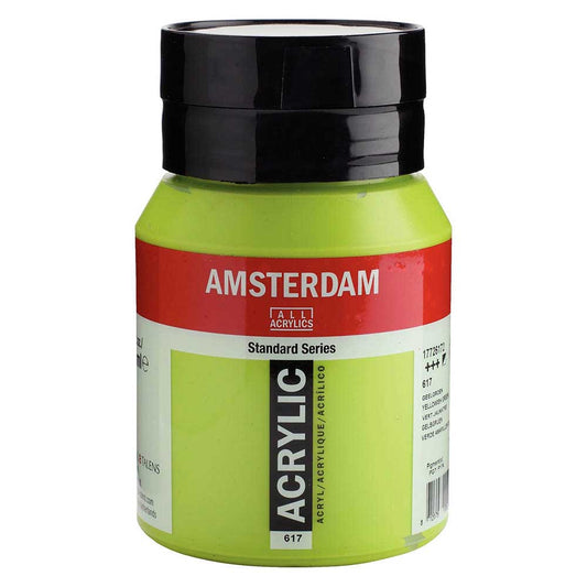 Talens Amsterdam Acrylic 500ml Yellowish Green 617 ön cephe etiketi