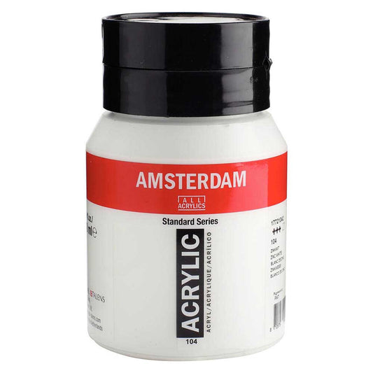 Talens Amsterdam Acrylic 500ml Zinc White 104 ön cephe etiketi